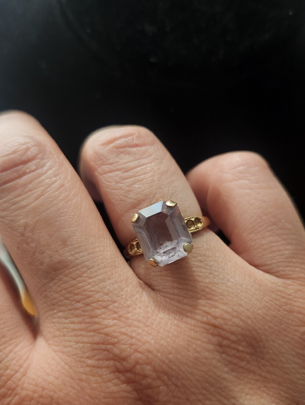 Emerald-cut amethyst gemstone 10k Gf